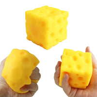 Cheese Novelty Squeeze Toy Soft Rubber Bouncing Sensory Fidget for Anxiety Relief Focus Training Relaxation Fun Cheese Shape