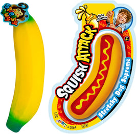 Stretchy Hot Dog Toy & Squishy Banana Stress Toy (2 Toys in 1 Pack) Sand Filled Sensory Fidget Toys for Kids | Stress Relief Toy | Banana Party Favors. 3340-5564S
