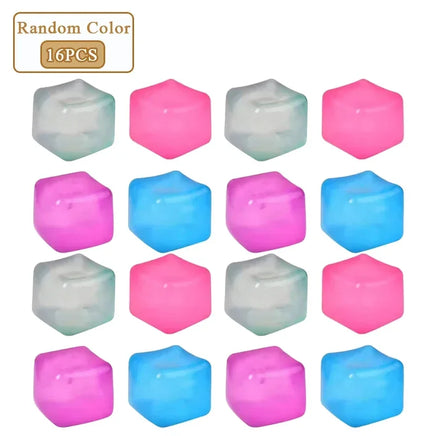 1/4/8/16PCS High Density Gel Ice Cube Square Decompression Vent Toy Squishy Stress Ball Squeeze Toys Stress Relief Sensory Toy