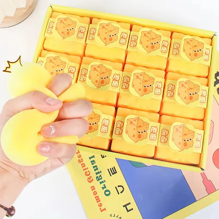 Cheese Novelty Squeeze Toy Soft Rubber Bouncing Sensory Fidget for Anxiety Relief Focus Training Relaxation Fun Cheese Shape