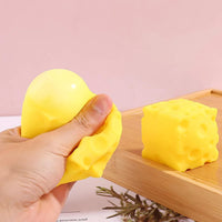 Cheese Novelty Squeeze Toy Soft Rubber Bouncing Sensory Fidget for Anxiety Relief Focus Training Relaxation Fun Cheese Shape