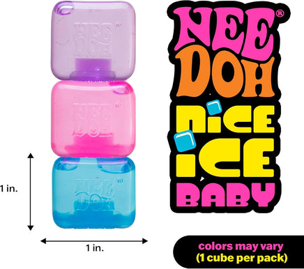 Needoh Nice Ice Baby - Sensory Squeeze Toy - Single Mini Nice Cube in Assorted Colors - Ages 3+ (Pack of 1)