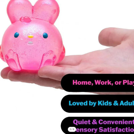 Kawaii 2.75In Jelly Bunny Needoh Squishy Stress Ball Translucent Glitter Rabbit Fidget Sensory Toy Party Favor