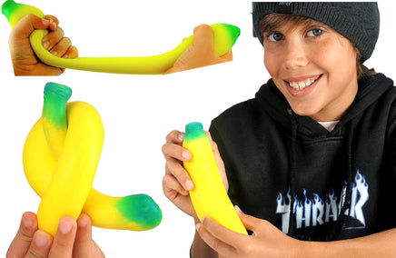 Stretchy Hot Dog Toy & Squishy Banana Stress Toy (2 Toys in 1 Pack) Sand Filled Sensory Fidget Toys for Kids | Stress Relief Toy | Banana Party Favors. 3340-5564S