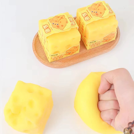 Cheese Novelty Squeeze Toy Soft Rubber Bouncing Sensory Fidget for Anxiety Relief Focus Training Relaxation Fun Cheese Shape