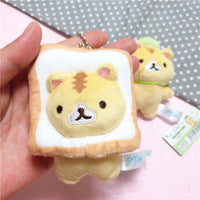 8Cm Japanese Popular Cute Keyring Cute Yellow Bread Cat Toast Plush Pendant Keychain